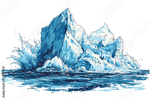 Glacier calving into the ocean isolated