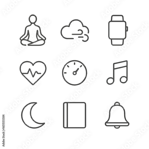 Minimalist line icons for fitness and lifestyle on gradient background