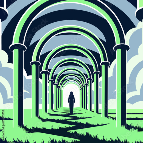 vector illustration of arch in the park