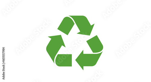 Green recycling symbol with three arrows forming a continuous circular motion, representing environmental sustainability.