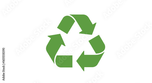 A simple, green recycling symbol composed of three looping arrows on a white background.