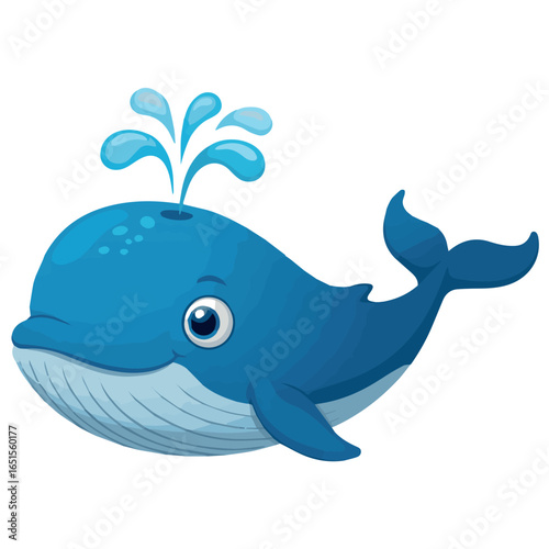 Cartoon whale vector illustration for kids children learning aquatic animals ocean life drawing art