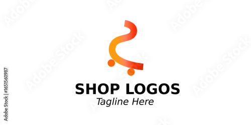Modern Shopping Cart Logo Design with Gradient S Shape