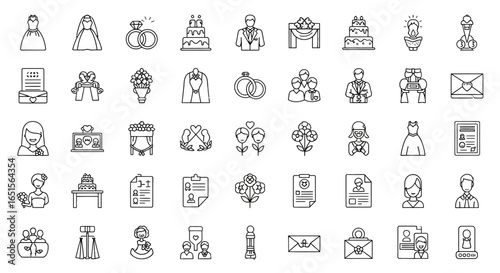 A seamless set of Couples, Weddings holiday vector icons for your web design