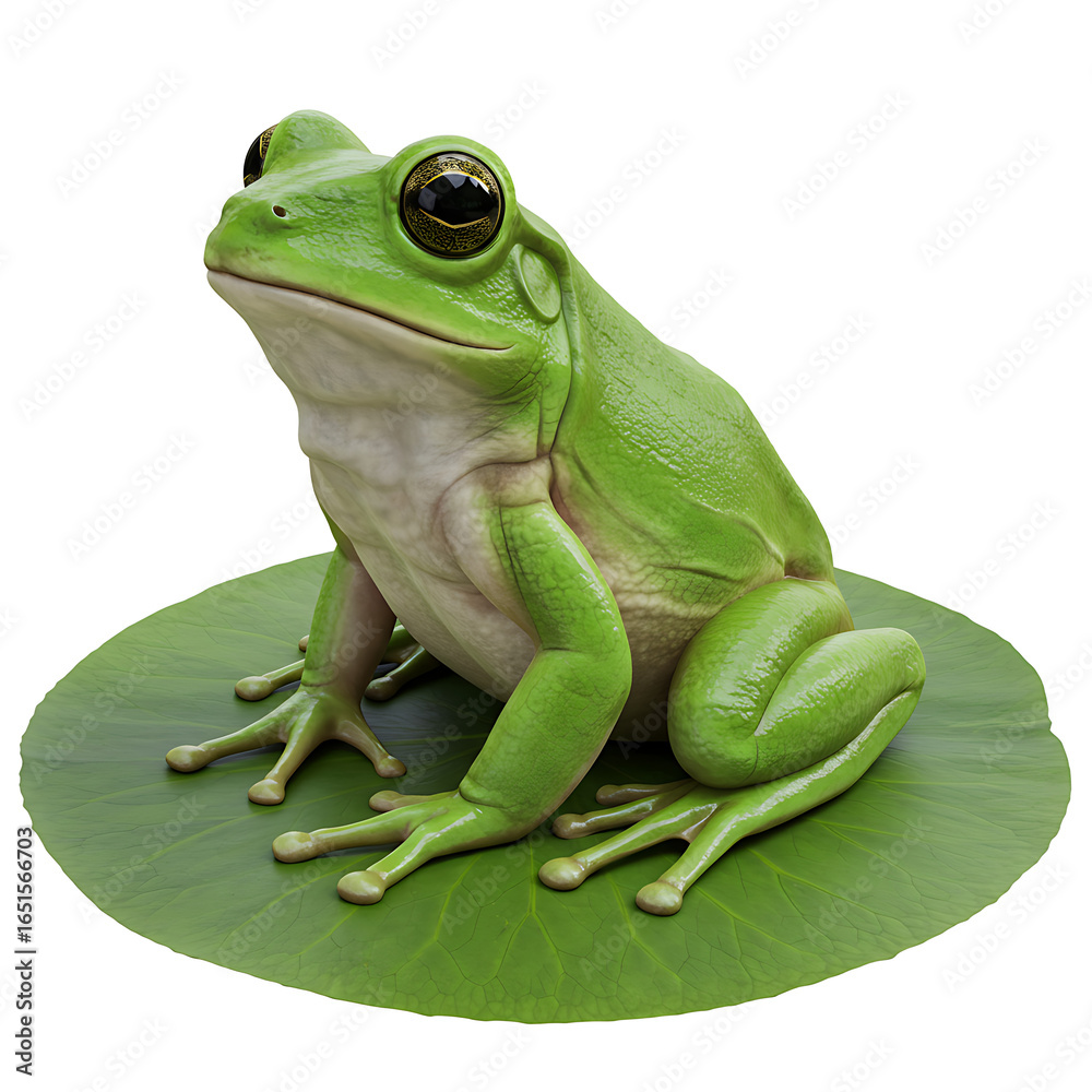 Obraz premium A cute, colorful tree frog with big green eyes is isolated on a white background