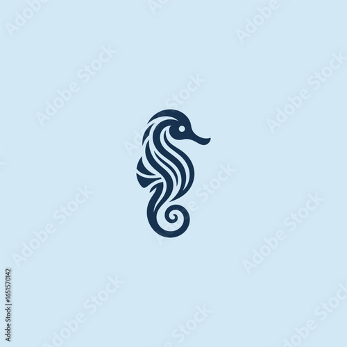 Abstract seahorse logo in elegant and simple minimalist design.