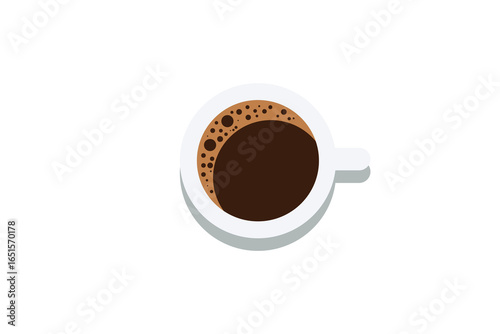 Minimalist Vector Illustration of a Coffee Cup in Top View
