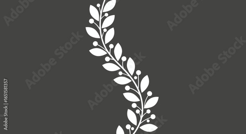 Elegant vector illustration of a stylized leaf branch with berries, perfect for decorative design elements and graphic projects, offered in PNG format for easy use.