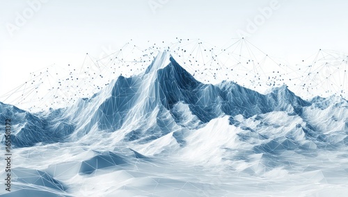 Fototapeta Naklejka Na Ścianę i Meble -  Abstract mountain range with interconnected points