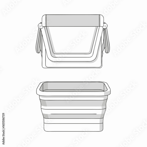 Collapsible container illustration showcasing versatility, portability, and modern design for varied applications