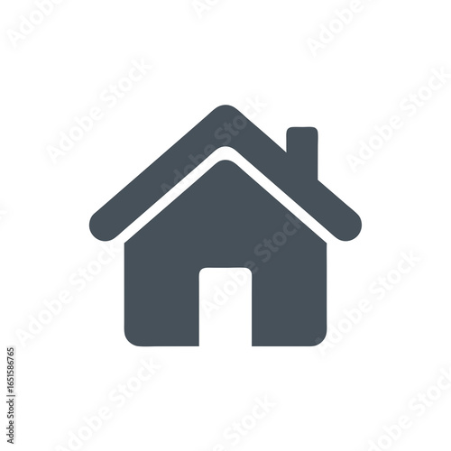 Simplistic monochrome home icon representing domesticity and comfortable living symbolizing shelter and basic needs conveyed in clean lines with