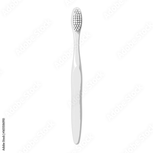 Minimalist white toothbrush presents a clean and healthy oral hygiene routine concept, isolated shot showcasing bristle detail for dental care