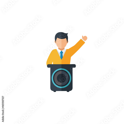 Empowered speaker delivering a compelling message with confidence at a conference or seminar podium