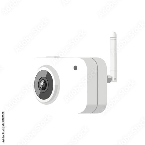 Modern surveillance: A sleek white security camera on clean backdrop safeguarding environments with digital eyes watching over everything