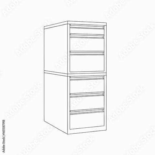 Conceptual depiction of stacked filing cabinets suggesting organized information storage in a minimalist style