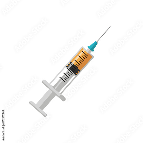 Stylized Illustration of a Syringe Filled with Amber Liquid for Medical Procedures