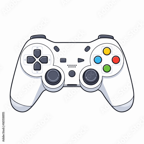 Sleek Wireless Game Controller Isolated on White Backdrop, Evoking Immersive Gaming Experiences