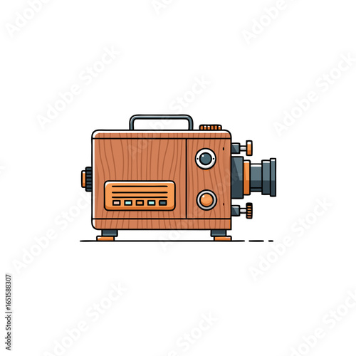 Retro Camera Projector Illustration: A Vintage Optical Instrument for Film Projection and Entertainment