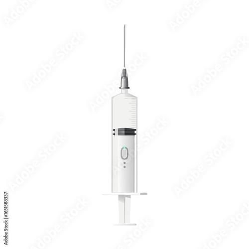 Precise medication delivery: A detailed, white syringe isolated against a neutral backdrop for medical visualizations and pharmaceutical marketing