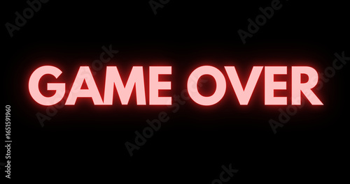 A vibrant red neon game over text animation video