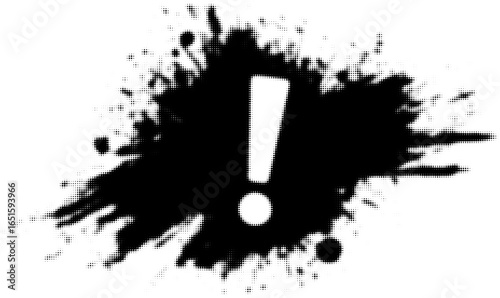 Black ink splash with exclamation mark emphasizing surprise concept