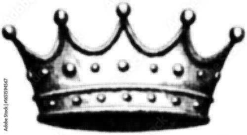 Monochrome dotted crown illustration with classic vintage style
