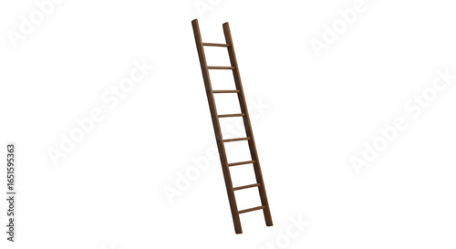 Wooden ladder isolated on PNG background.