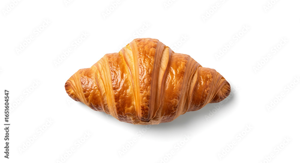 A single croissant on a white background A single croissant on a white background