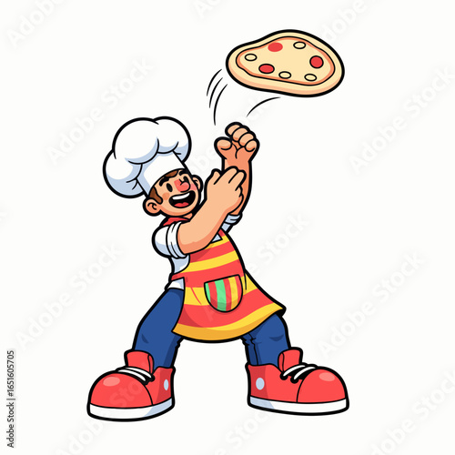 Pizza chef tossing pizza