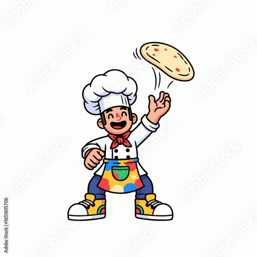 Pizza chef tossing pizza