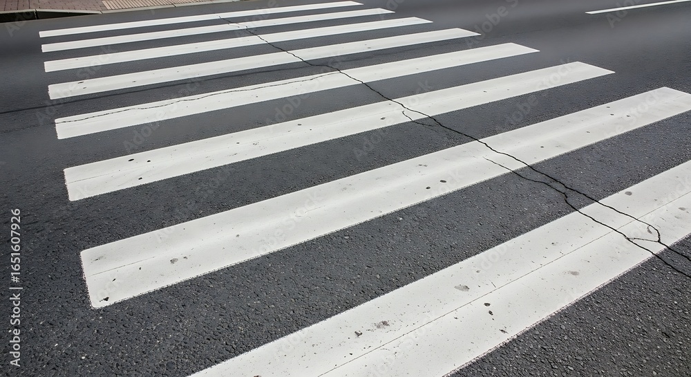 Fototapeta premium White stripes of a pedestrian crossing on asphalt road