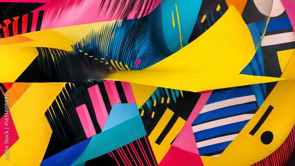 Dynamic animation of vibrant geometric shapes, creating a modern and energetic abstract background