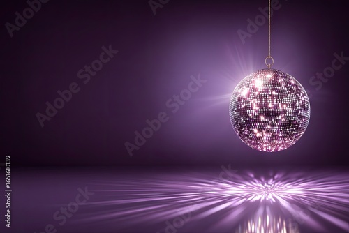 Purple disco ball, dramatic lighting