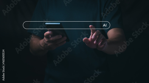 Фотография Users interact with AI or artificial intelligence-driven search interfaces using