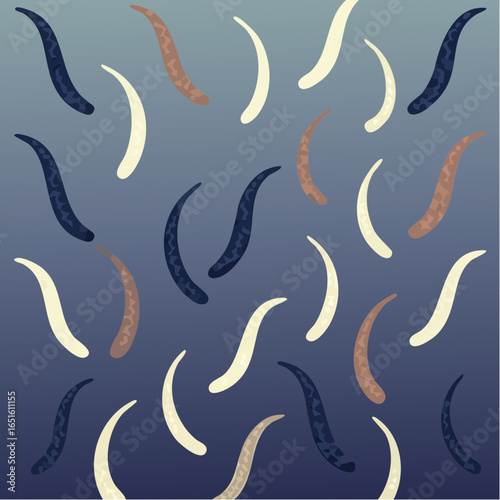 Bold vintage boomerang pattern in olive drab burnt sienna and retro purple radiates funky mid-century flair and dynamic rhythmic movement across surfaces