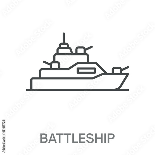 Battleship Simple Style Design Outline Symbol Illustration