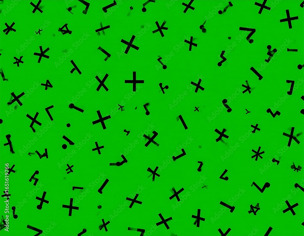 Fototapeta premium Abstract pattern of black symbols on a green background