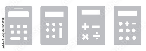 Calculator icon outline collection or set in black and white