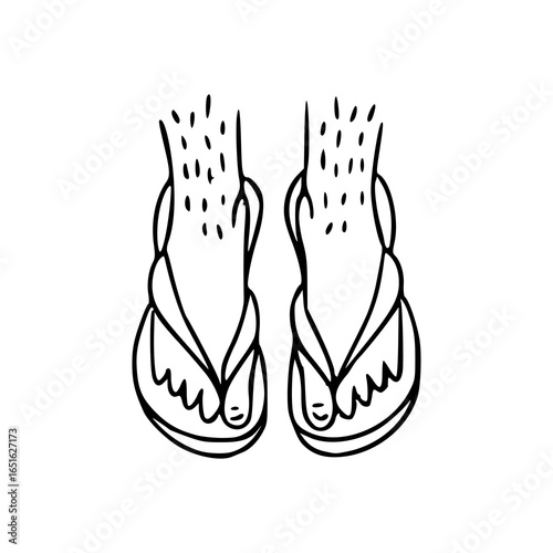 summer sandals and feet drawing