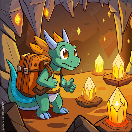 little dragon wearing a backpack