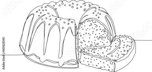 Elegant single line drawing of a delicious lemon poppy seed bund