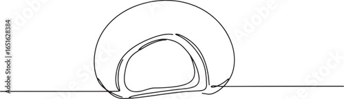 Minimalist continuous line drawing of a delectable mochi ice cre