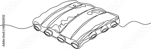 Monochrome minimalistic line art illustration of savory grilled