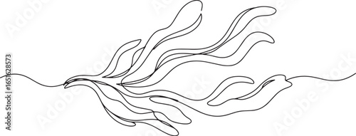 Single line drawing showing seaweed in simple and minimalist des