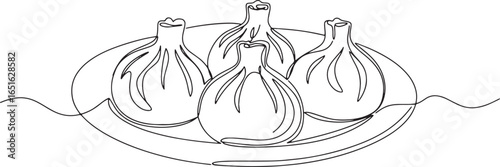 Exquisite khinkali line art illustration showcasing culinary art