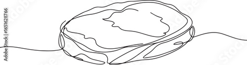 Minimalist line art illustration of a veal cutlet on a white bac