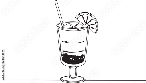Elegant Tequila Sunrise Cocktail Illustration with Citrus and a
