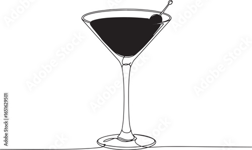 Elegant minimalist line art illustration of a chocolate martini