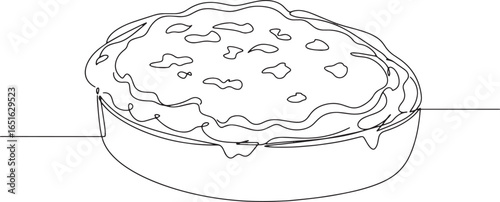 Minimalist single line drawing of welsh rarebit, gourmet meal 