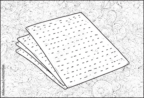 Elegant illustration of matzo on a patterned background, 